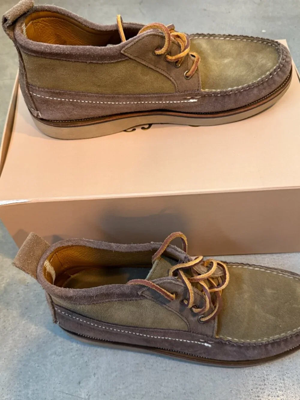 Easymoc Trailside Chukka - chocolate/taupe suede - 13 US - made in USA